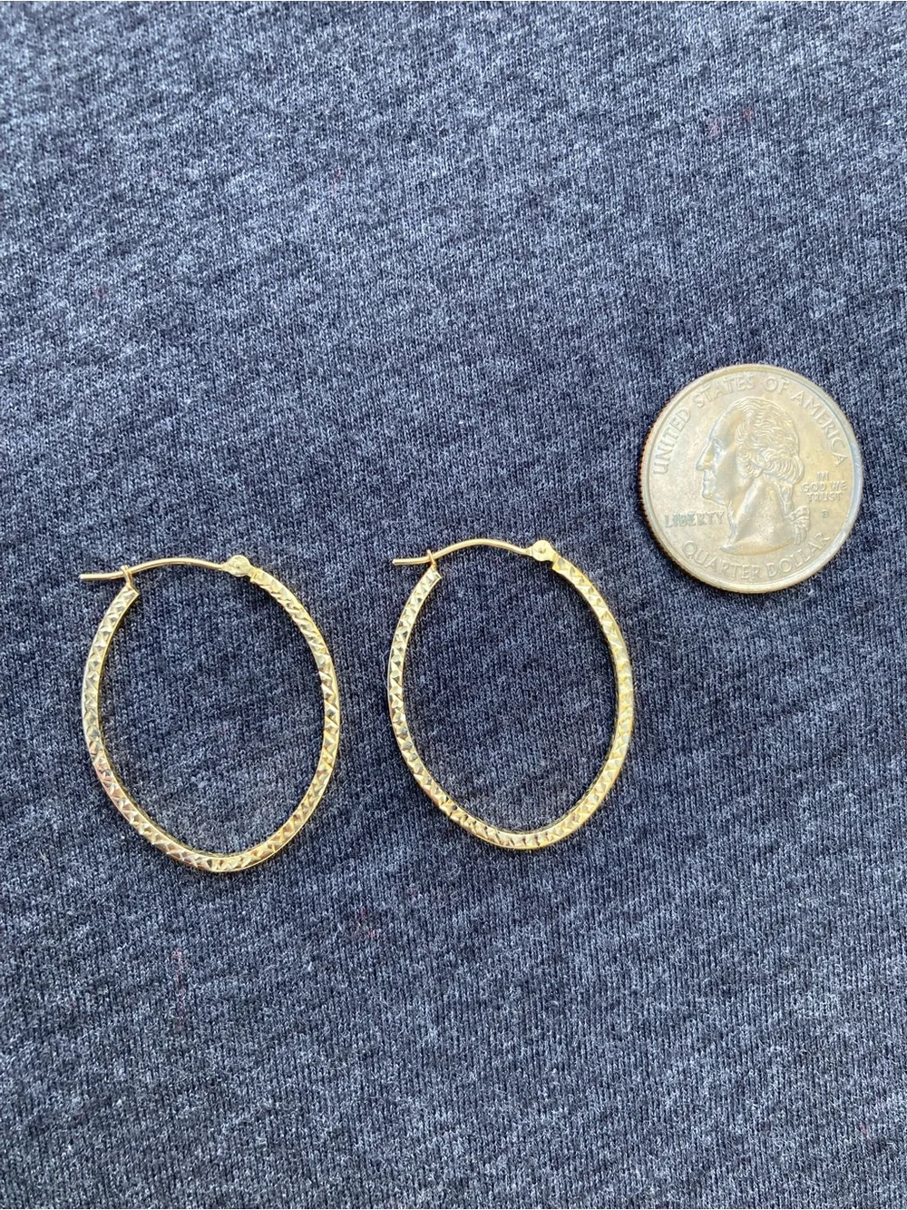 Gold-Tone Textured Hoop Earrings - Picture 2 of 2